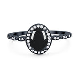 Oval Vintage Style Natural Stone Art Deco Ring