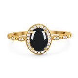Oval Vintage Style Natural Stone Art Deco Ring