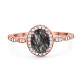 Oval Vintage Style Natural Stone Art Deco Ring