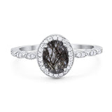 Oval Vintage Style Natural Stone Art Deco Ring