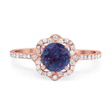 Art Deco Round Natural Stone Floral Ring