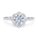 Art Deco Round Natural Stone Floral Ring