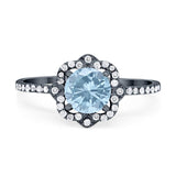 Art Deco Round Natural Stone Floral Ring