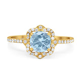 Art Deco Round Natural Stone Floral Ring