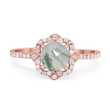 Art Deco Round Natural Stone Floral Ring