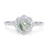 Art Deco Round Natural Stone Floral Ring