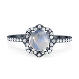 Art Deco Round Natural Stone Floral Ring