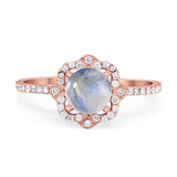 Art Deco Round Natural Stone Floral Ring