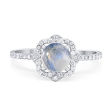 Art Deco Round Natural Stone Floral Ring