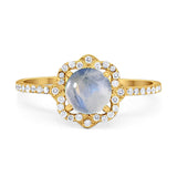 Art Deco Round Natural Stone Floral Ring