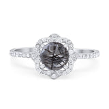 Art Deco Round Natural Stone Floral Ring