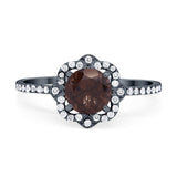 Art Deco Round Natural Stone Floral Ring