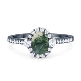 Vintage Style Oval Natural Stone Solitaire Ring