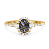 Vintage Style Oval Natural Stone Solitaire Ring