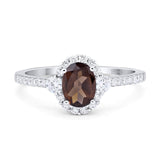 Art Deco Ring Oval Natural Chocolate Smoky Quartz Solitaire Ring 925 Sterling Silver