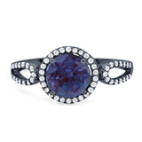 Art Deco Round Natural Stone Split Shank Ring