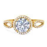 Art Deco Round Natural Stone Split Shank Ring