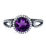 Art Deco Round Natural Stone Split Shank Ring