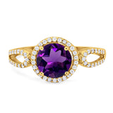 Art Deco Round Natural Stone Split Shank Ring