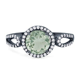 Art Deco Round Natural Stone Split Shank Ring