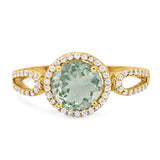 Art Deco Round Natural Stone Split Shank Ring