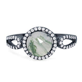 Art Deco Round Natural Stone Split Shank Ring