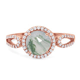 Art Deco Round Natural Stone Split Shank Ring