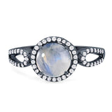 Art Deco Round Natural Stone Split Shank Ring