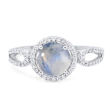 Art Deco Round Natural Stone Split Shank Ring