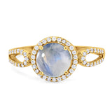 Art Deco Round Natural Stone Split Shank Ring