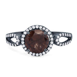 Art Deco Round Natural Stone Split Shank Ring