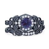 Two Piece Round Natural Stone Bridal Ring