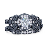 Two Piece Round Natural Stone Bridal Ring