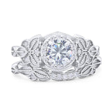 Two Piece Round Natural Stone Bridal Ring