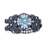 Two Piece Round Natural Stone Bridal Ring