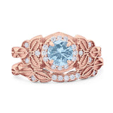 Two Piece Round Natural Stone Bridal Ring