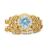 Two Piece Round Natural Stone Bridal Ring