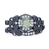 Two Piece Round Natural Stone Bridal Ring