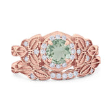 Two Piece Round Natural Stone Bridal Ring