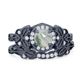 Two Piece Round Natural Stone Bridal Ring