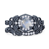 Two Piece Round Natural Stone Bridal Ring