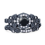 Two Piece Round Natural Stone Bridal Ring