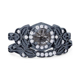 Two Piece Round Natural Stone Bridal Ring