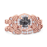 Two Piece Round Natural Stone Bridal Ring