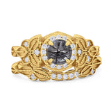 Two Piece Round Natural Stone Bridal Ring