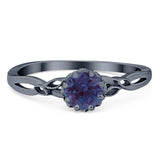 Round Natural Stone Solitaire Ring