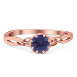 Round Natural Stone Solitaire Ring