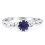 Round Natural Stone Solitaire Ring