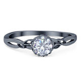 Round Natural Stone Solitaire Ring