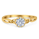 Round Natural Stone Solitaire Ring